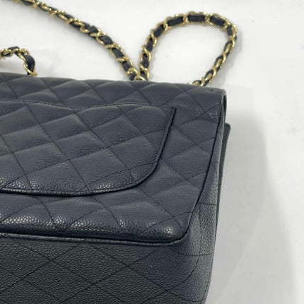 Chanel Classic Flap Jumbo 2009 Black Caviar Leather Single Flap Gold Hardware