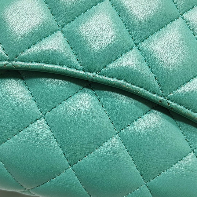 Chanel Classic Flap Mini 2018 Turquoise Blue Green Lambskin Leather Gold Hardware