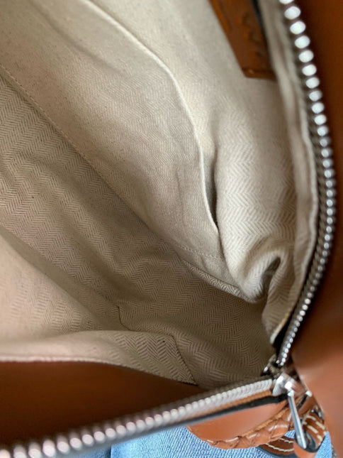 Loewe Puzzle Small Leather Woven Braided Tan Brown Crossbody Bag