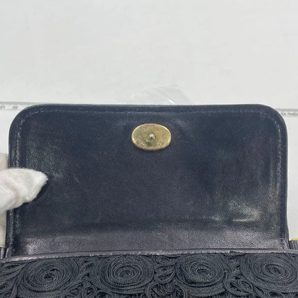 Chanel vintage Black Rose Knitted Fabric Gold Chain Flap Crossbody Bag