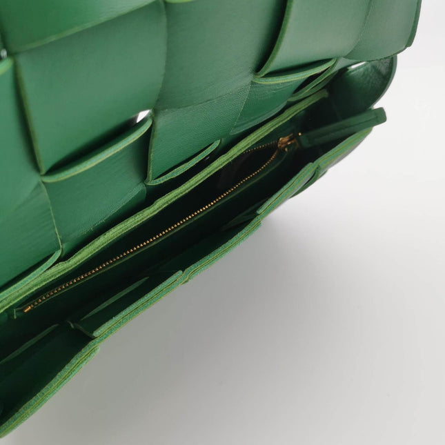 Sold Bottega Veneta Cassette Green Leather Crossbody Bag