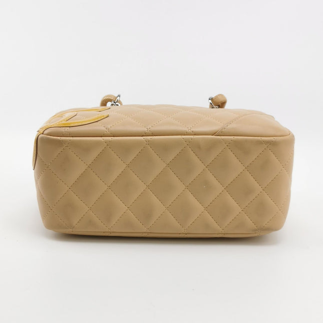 Chanel Cambon Small Shoulder Bag Beige Calfskin Leather Double Strap