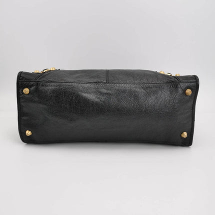 Sold Balenciaga City Bag Black with Gold-tone hardware Large Handbag