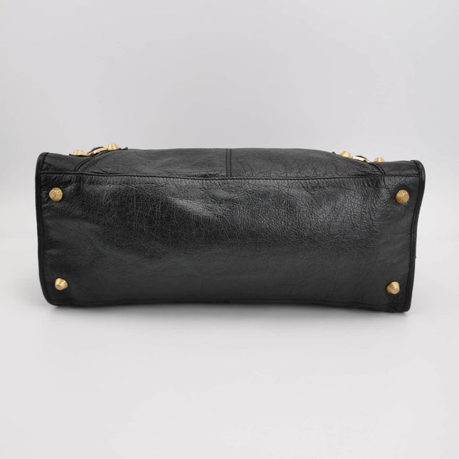 Sold Balenciaga City Bag Black with Gold-tone hardware Large Handbag