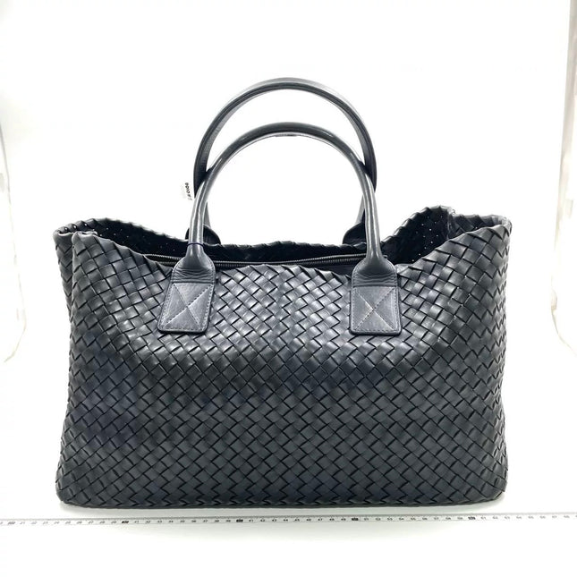 Bottega Veneta Cabat Large Intreccio Leather Tote Bag Black 40cm