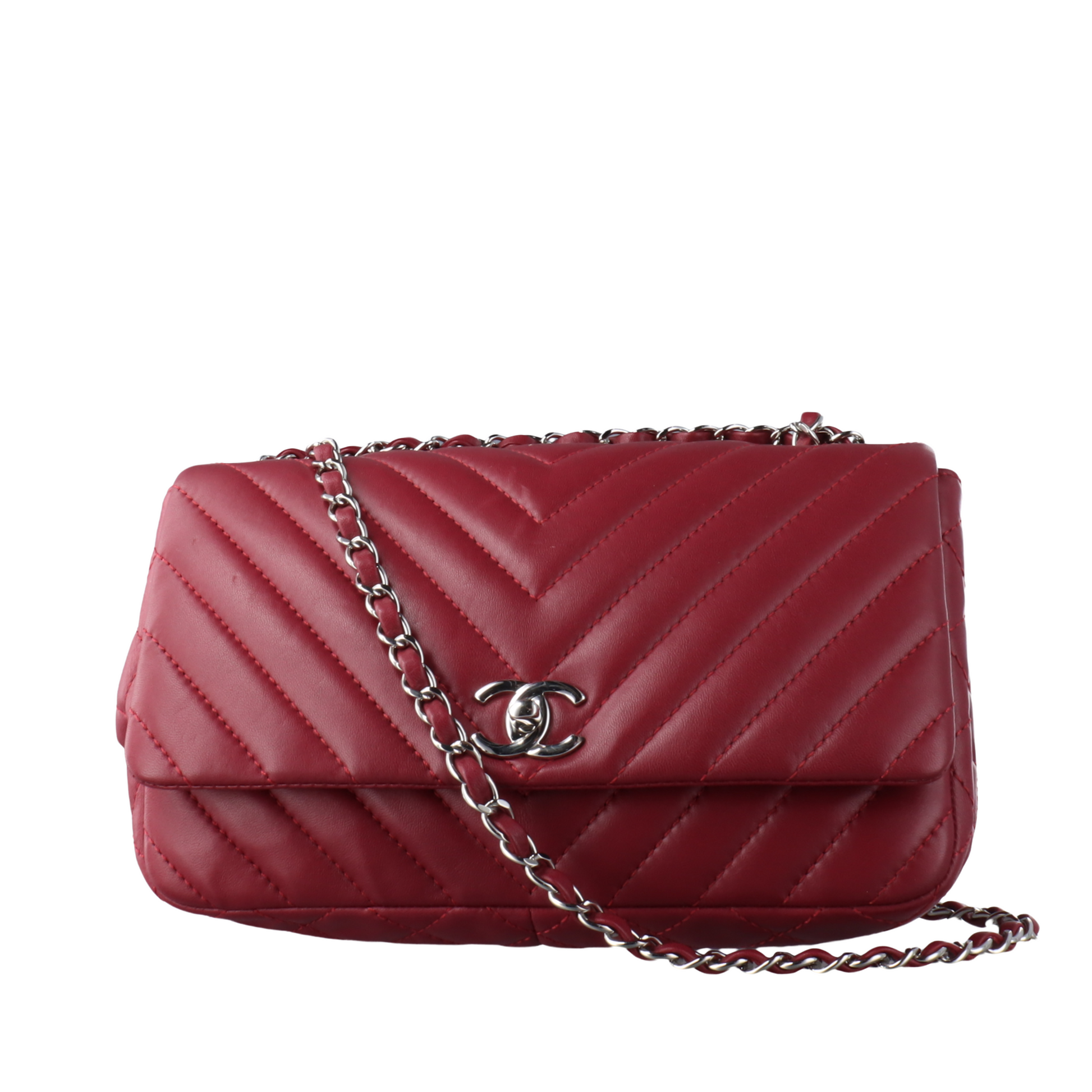 Chanel Classic Flap Medium Chevron Burgundy Quilted Lambskin Leather, 2012-Luxbags