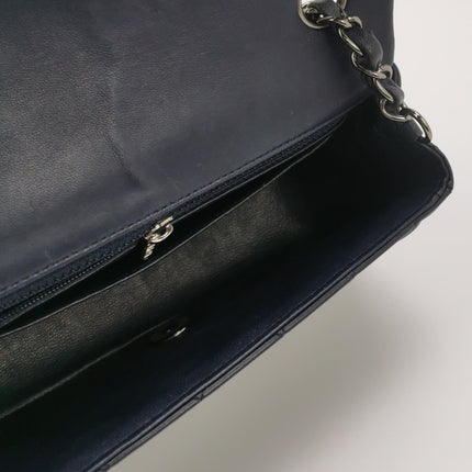 Chanel Classic Flap Mini 2014 Navy Lambskin Leather Silver Hardware