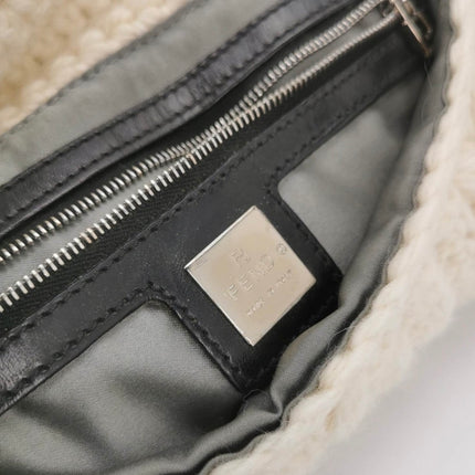 Sold Fendi Baguette Bag White Wool Pompom Shoulder Bag