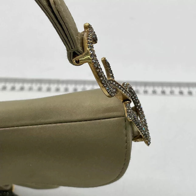 Dior Saddle Mini Silk Handbag Light Gold with crystals