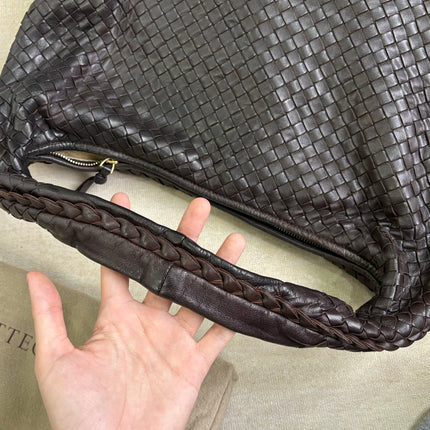 Bottega Veneta Veneta Hobo Dark Chocolate Brown Intreciatto Leather Bag Large 47cm