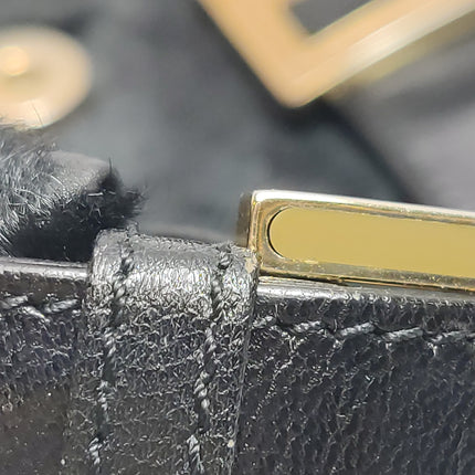 Fendi Mamma Baguette Black Ponyhair Calfskin Leather Shoulder Bag