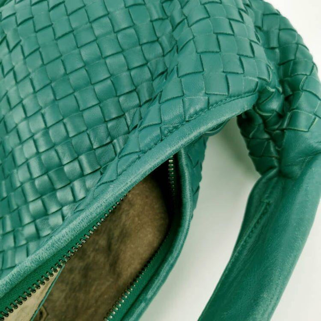 Sold Bottega Veneta Belly Hobo Intrecciato Green Nappa Leather Small