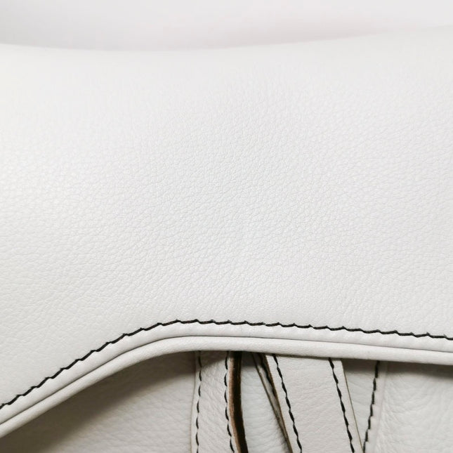 Dior Saddle Vintage Leather White with Silver Hardware