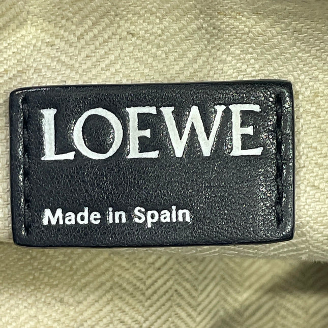 Loewe Puzzle Small Black Smooth Leather White Logo With Metal Feet