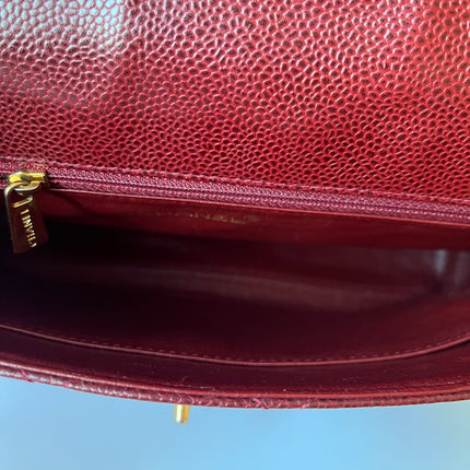 Chanel Vintage Burgundy Caviar Leather Shoulder Bag 24k Gold HW