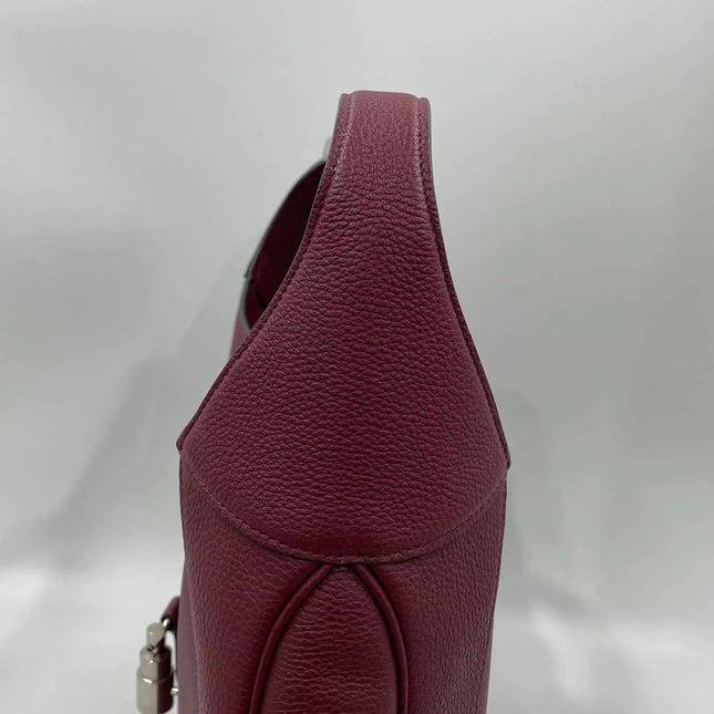 Gucci Jackie 1961 Burgundy Large Pebbled Leather Shoulder Bag with Strap