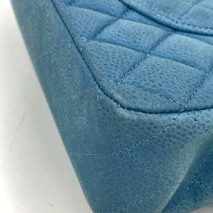 Chanel Timeless Classic Flap Medium Light Blue Caviar Leather Silver Hardware