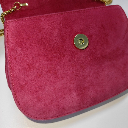 Gucci Bamboo 1947 Night Super Mini Pink Suede Evening Bag with Chain