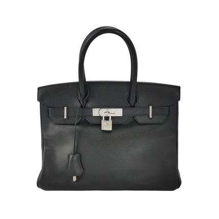 Hermes Birkin 30 Black Epsom Leather Palladium Hardware 2012-Luxbags