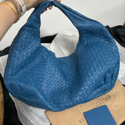 Bottega Veneta Belly Hobo Intrecciato Blue Navy Leather Maxi 50cm-Luxbags