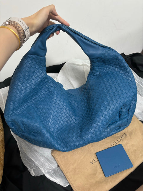 Bottega Veneta Belly Hobo Intrecciato Blue Navy Leather Maxi 50cm-Luxbags