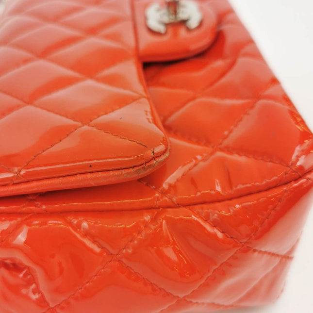 Sold Chanel Classic Flap Square 2014 Orange Patent Leather Bag