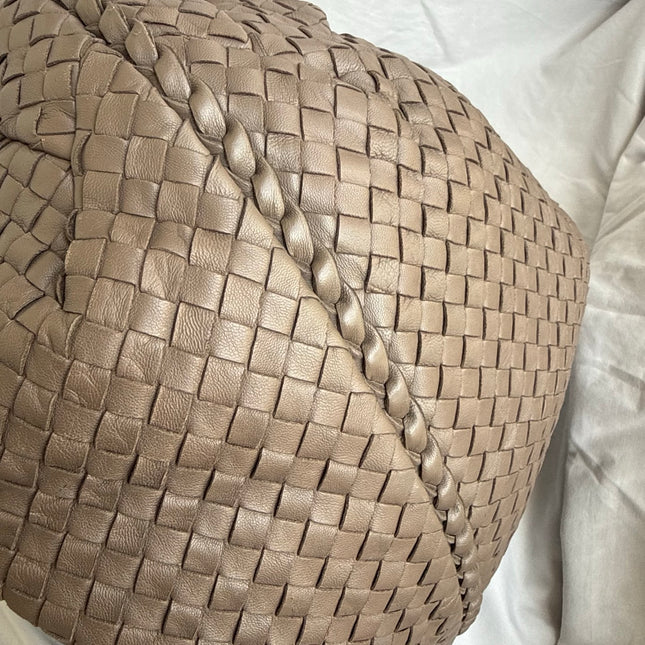 Bottega Veneta Belly Hobo Intreccio Leather Grey Large 50cm