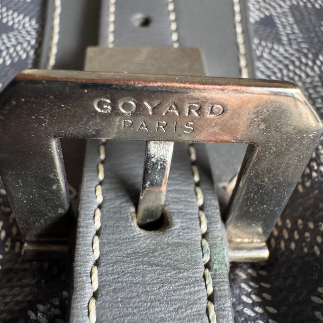 Goyard Ambassade Document Case Small 35cm Handbag Grey Canvas Leather Silver Hardware