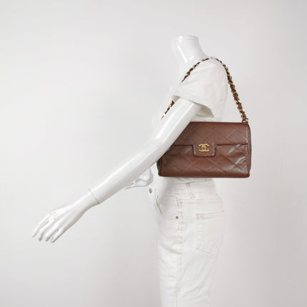 Chanel Vintage Medium Iridescent Brown Caviar Leather Shoulder Bag Gold Hardware