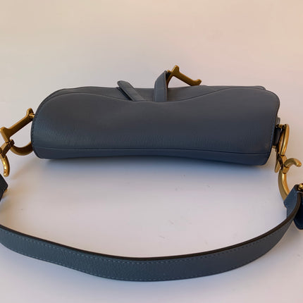 Sold Dior Saddle Blue Grey Medium Leather Handbag