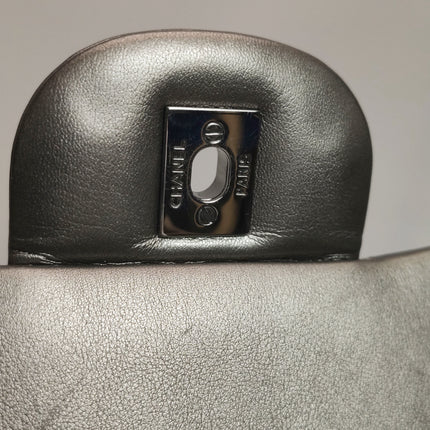 Chanel Classic Flap Maxi Metallic Lambskin Leather Double Flap Sliver Hardware 2013-14