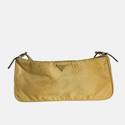 Prada Chain Shoulder Bag Nylon Yellow with Gold-tone Chain