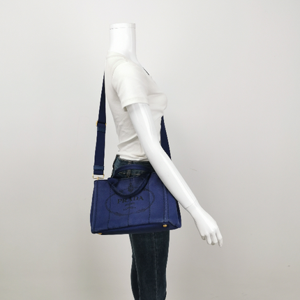 Sold Prada Canape Canvas Tote Small Navy with Strap