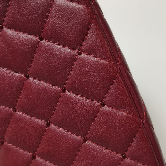 Chanel Seasonal Flap Mini Burgundy Lambskin Leather With Beads