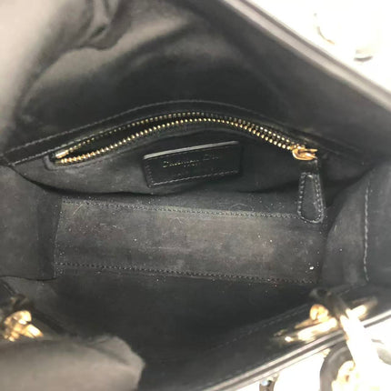 Lady Dior Mini Black Calfskin Leather with Multicolor Crystals Gold Hardware