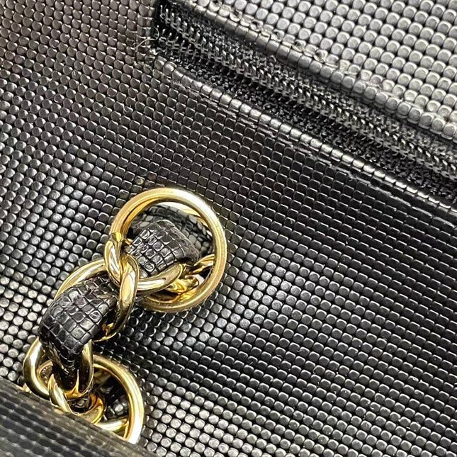 Chanel Classic Flap Medium 2016 Black Pixel Effect Calfskin Leather Gold Hardware