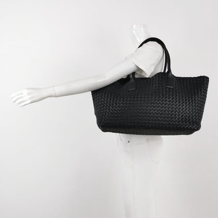 Bottega Veneta Reissued Cabat Intreccio Leather Tote Bag Black 40cm