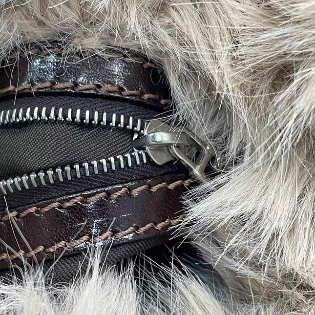 Fendi Baguette Soft Beige Fluffy Fur Shoulder Bag