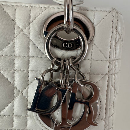 Lady Dior Mini White Lambskin Leather Silver HW Chain Strap 2018