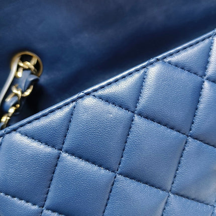 Chanel Classic Flap Rectangular Mini 2015 Navy Lambskin Gold Hardware