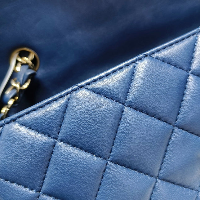 Chanel Classic Flap Rectangular Mini 2015 Navy Lambskin Gold Hardware