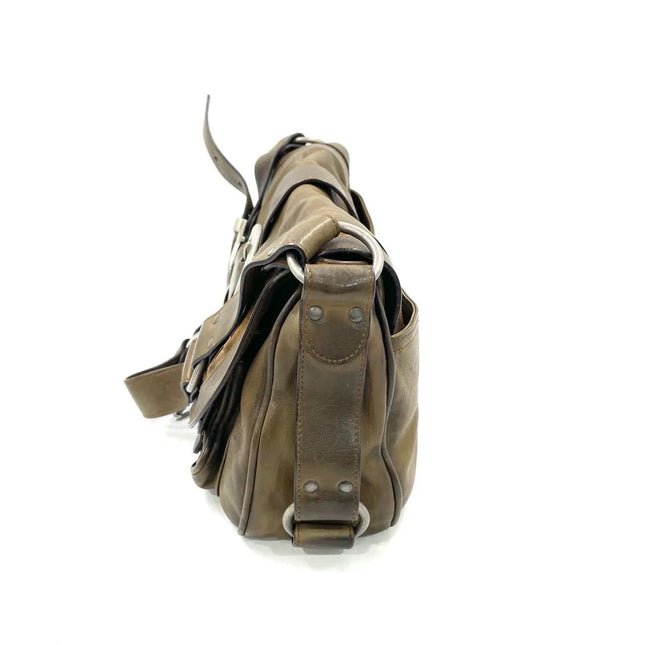 Dior Vintage Gaucho Large Brown Leather Crossbody Bag 36cm