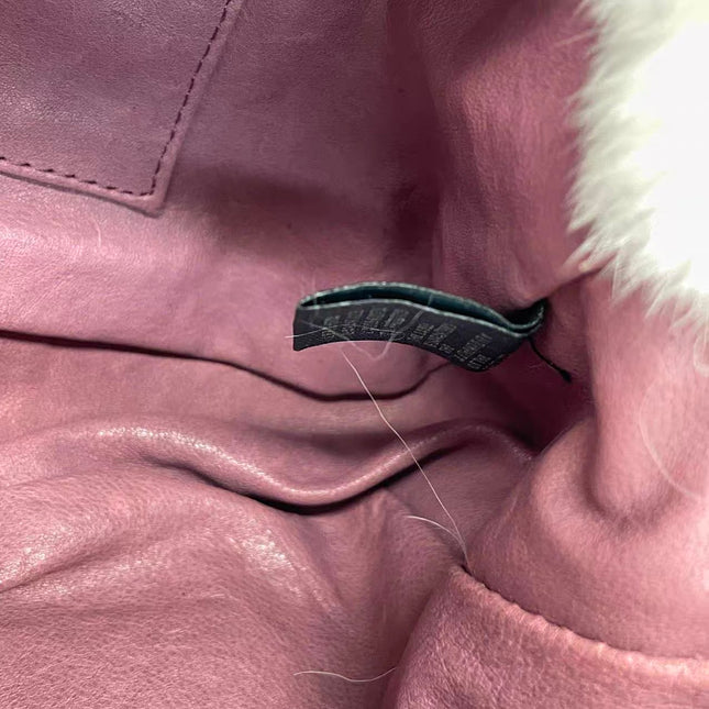 Fendi White Fur FF Logo Flap Shoulder Bag