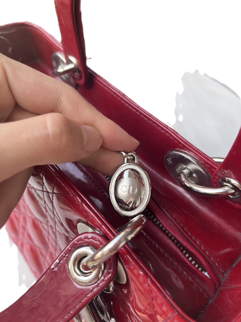 Sold Lady Dior Medium Bag Red Patent Leather SKU 0194