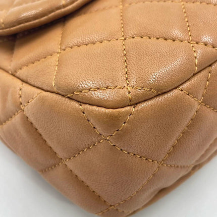 Chanel Seasonal Flap Medium Caramel Tan Brown Leather Valentine Marine Charms