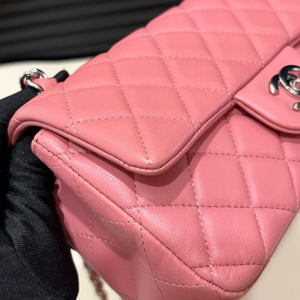 Chanel Classic Flap Mini 2013 Pink Lambskin Leather Silver Hardware