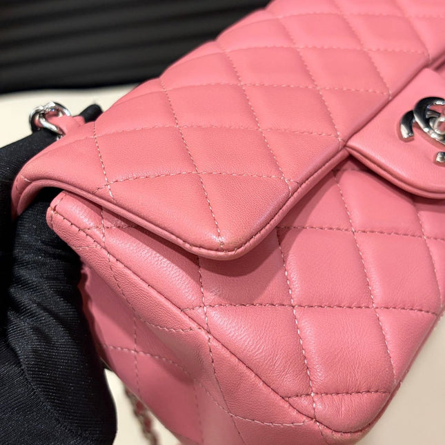 Chanel Classic Flap Mini 2013 Pink Lambskin Leather Silver Hardware
