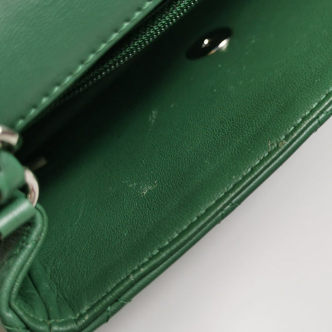 Chanel Classic Flap Mini 2019 Green Lambskin Leather Silver Hardware