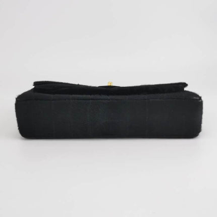 Chanel Large East West Shoulder Bag Rare Black Leather and Pony-style Calfskin