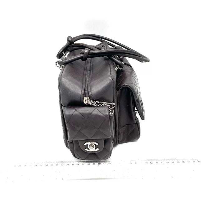 Chanel Cambon Multi-pocket Ligne Reporter Bag Medium Dark Brown Calfskin Leather